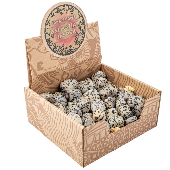 Dalmatian Jasper Tumblestone Retail Box (50pcs) NETT