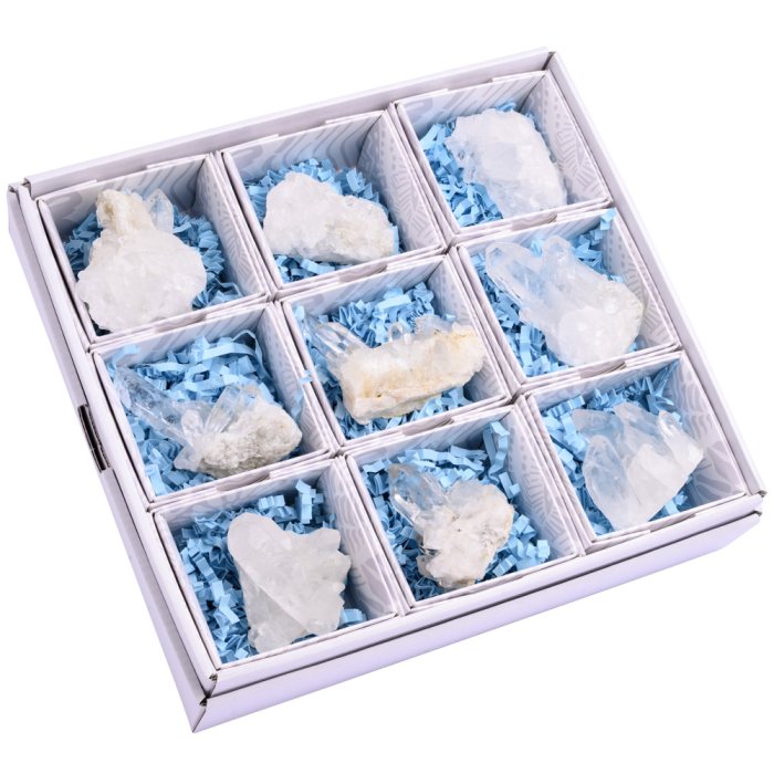 Quartz Cluster in Gift Box with ID Card, Brazil (9pcs) NETT