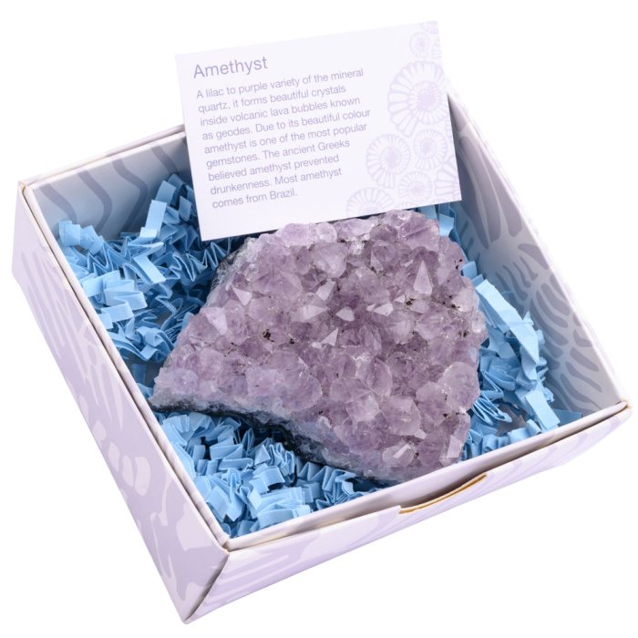Amethyst Clusters in Gift Box with ID Cards, Brazil (1pcs) NETT