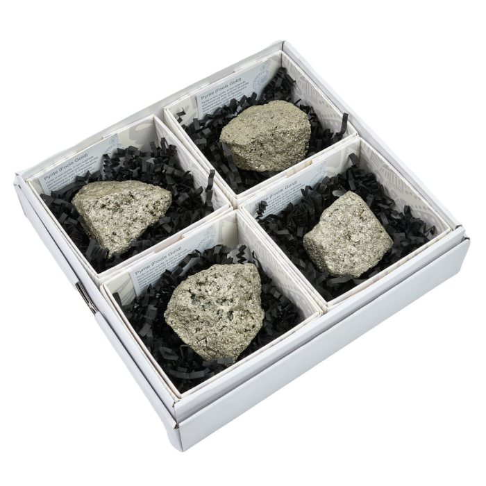 Pyrite Chispa Rough in Gift Box with ID Card (4pc) NETT