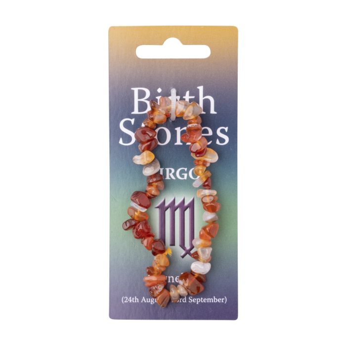 Virgo, Carnelian Birthstone Chip Bracelet (10pcs) NETT
