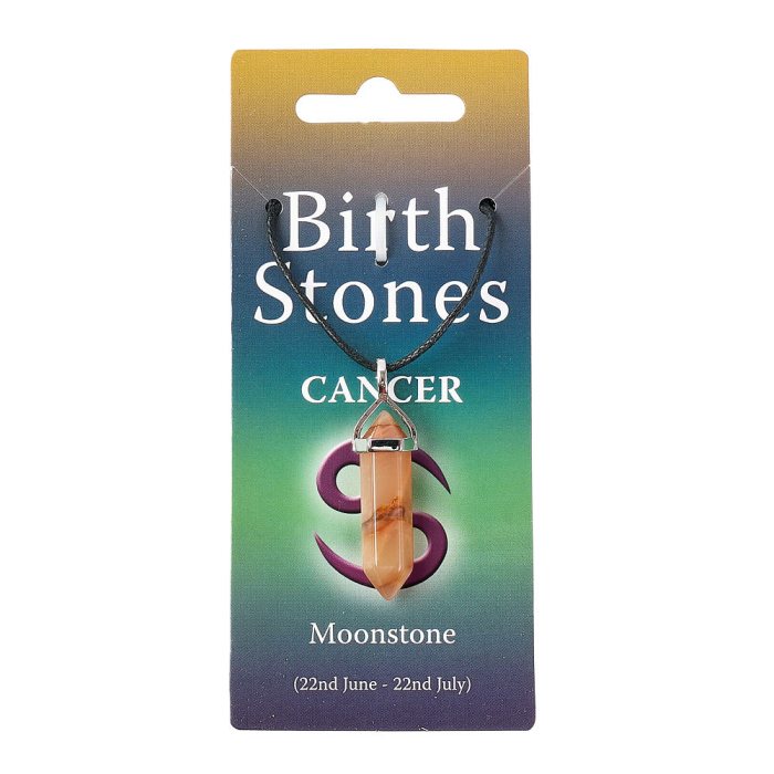 Cancer, Moonstone Birthstone Pendant on Thong (10pcs) NETT