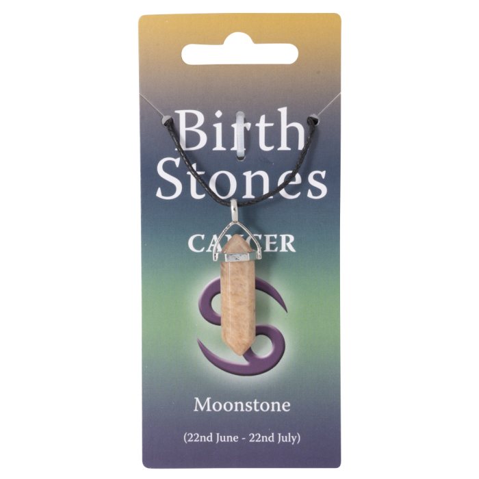 Cancer, Moonstone Birthstone Pendant on Thong (10pcs) NETT