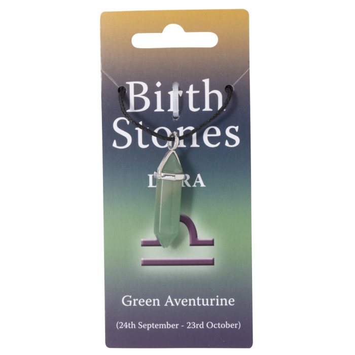 Libra, Green Aventurine Birthstone Pendant on Thong (10pcs) NETT