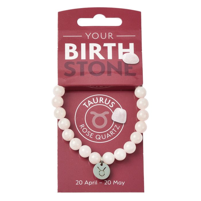 TAURUS Rose Quartz Birthstone Bead Bracelet with Charm (3pc) NFD