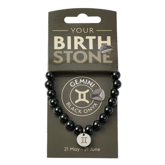 GEMINI Black Onyx Birthstone Bead Bracelet with Charm (3pc) NFD