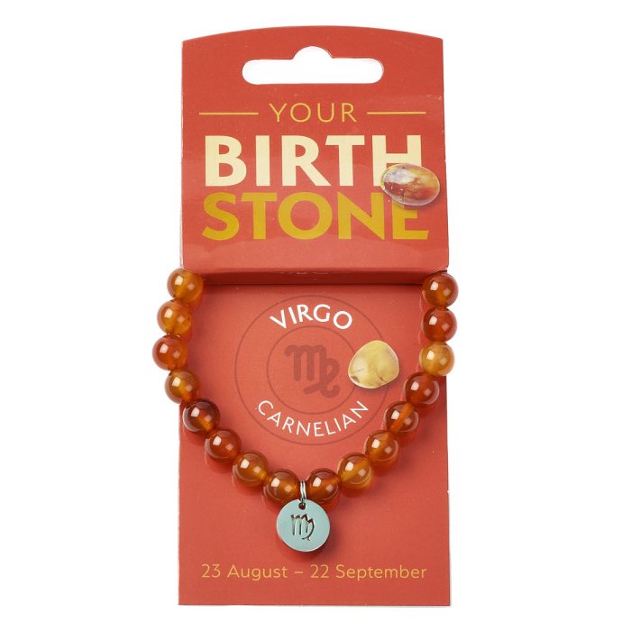 VIRGO Carnelian Birthstone Bead Bracelet with Charm (3pc) NFD