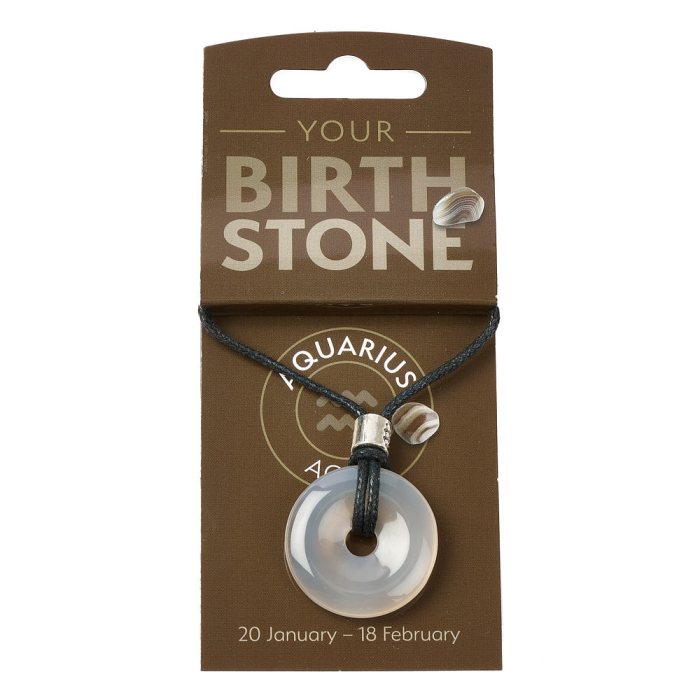 AQUARIUS Agate Birthstone Donut Pendant Thong with Charm (3pc) NFD