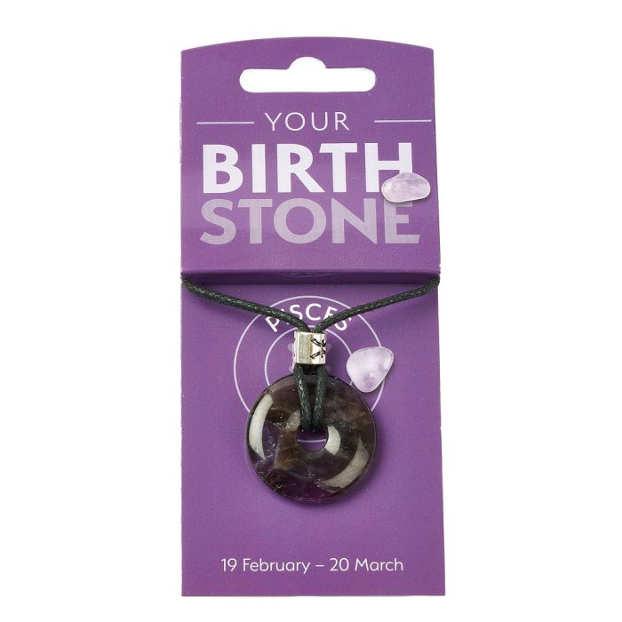 PISCES Amethyst Birthstone Donut Pendant on Thong with Charm (3pc) NFD