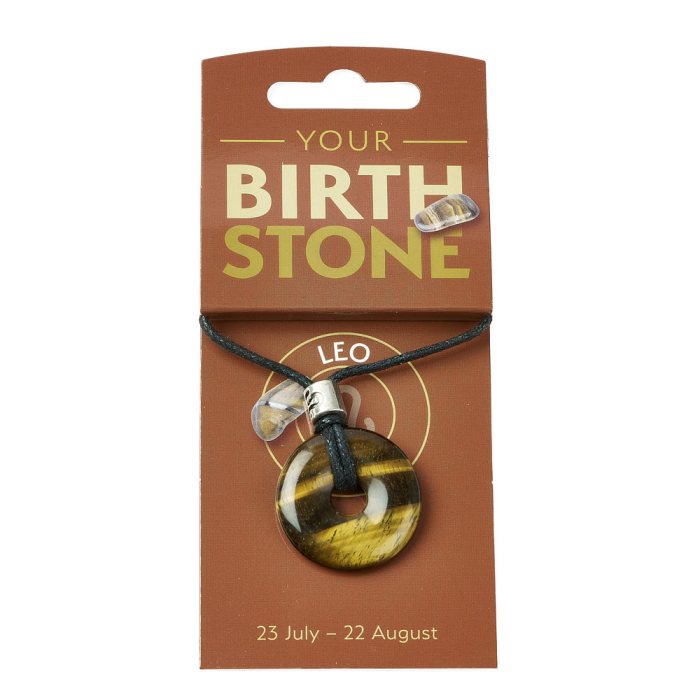 LEO Tiger Eye Birthstone Donut Pendant on Thong with Charm (3pc) NFD