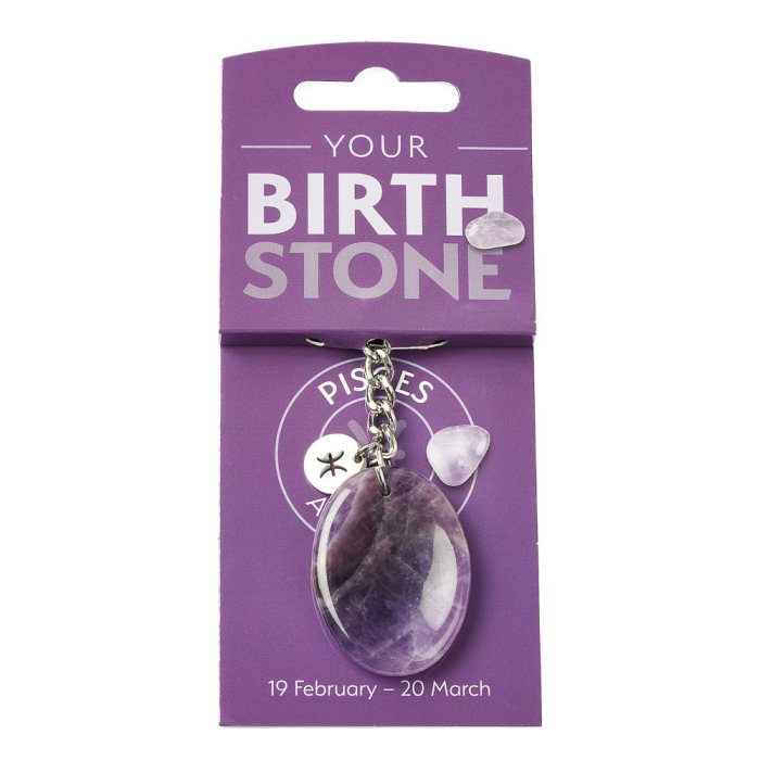 PISCES Amethyst Birthstone Keyring with Charm (3pc) NFD