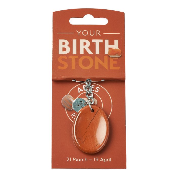 ARIES Red Jasper Birthstone Keyring with Charm (3pc) NFD