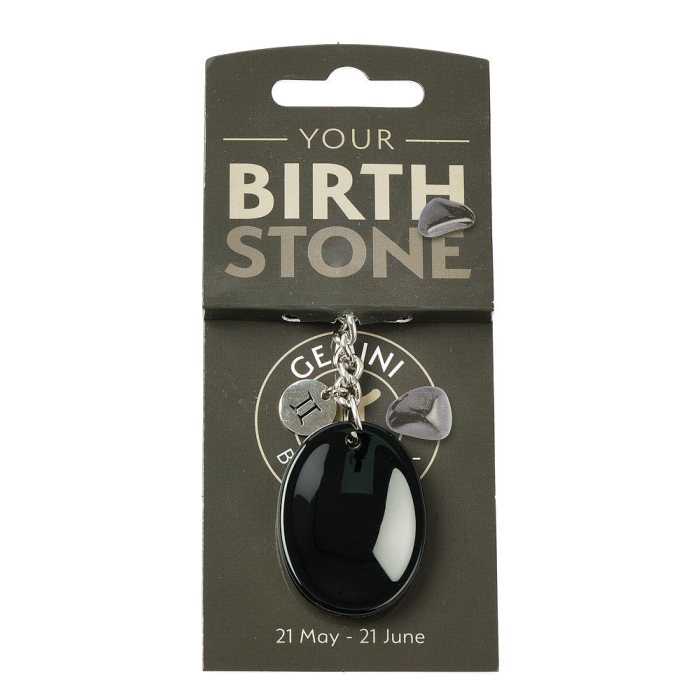GEMINI Black Onyx Birthstone Keyring with Charm (3pc) NFD