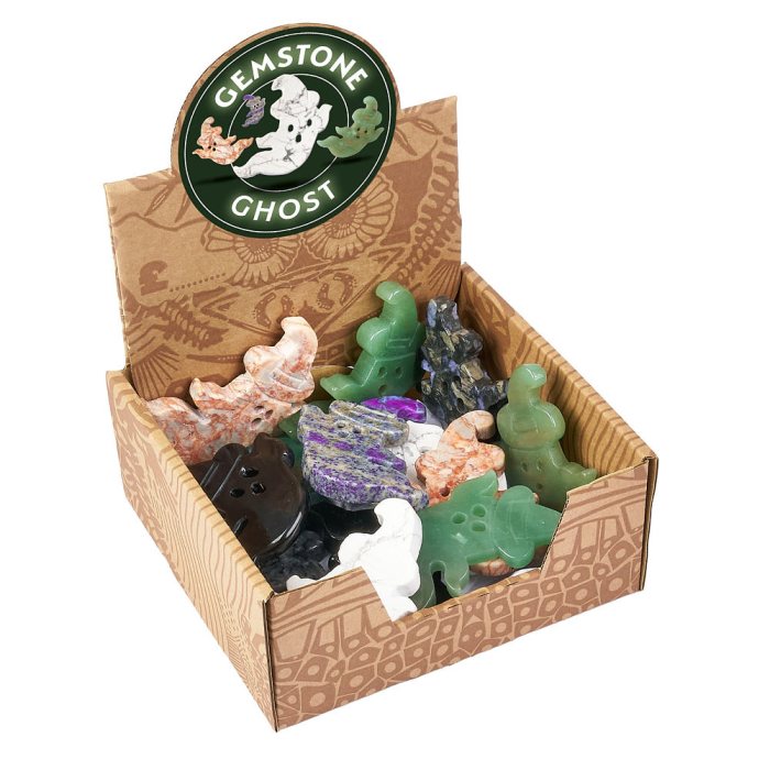 Assorted Gemstone Ghost, flat surface  (10pc) NFD