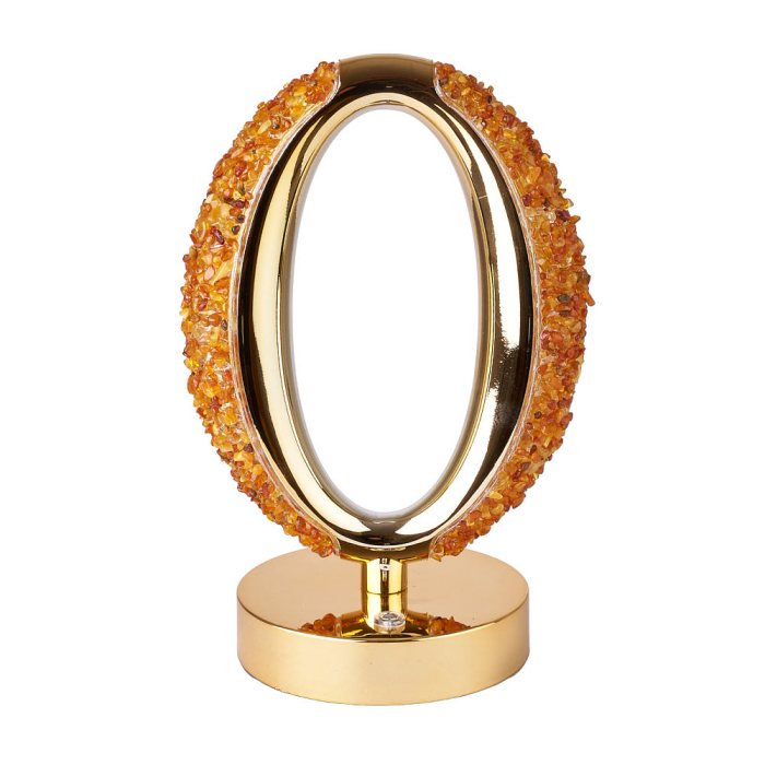 Amber Chip Oval Lamp, Gold Edge (1pc) NFD