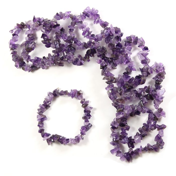 Amethyst &#039;A Grade&#039; Chip Bracelet (10 Pieces)