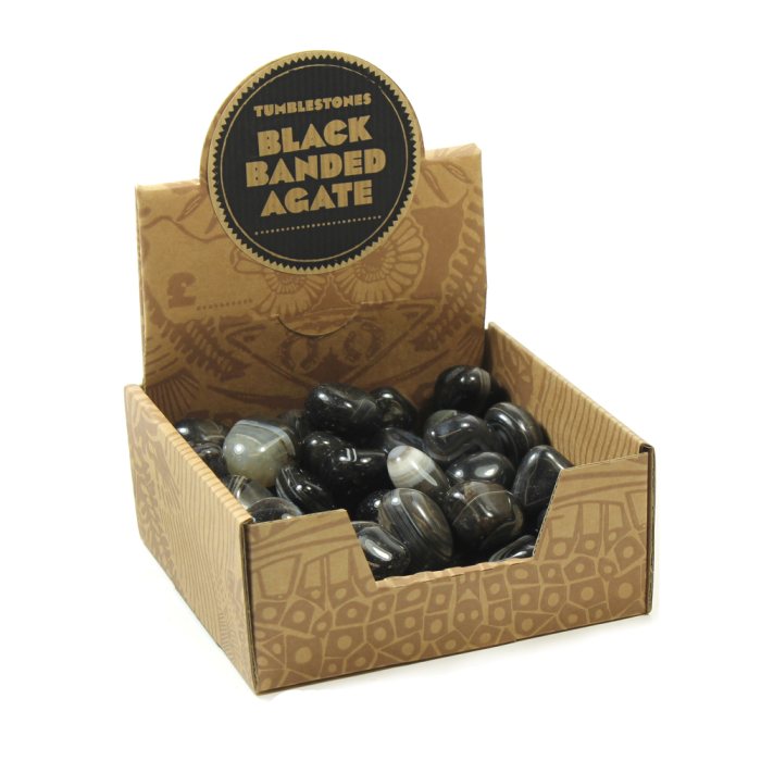 Black Banded Agate Tumblestone Retail Box (50pcs) NETT
