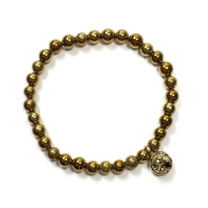 Saharan Aura Druzy Charm 6mm Bracelet Gold Hematite Gold Plated (1 Pieces) NETT