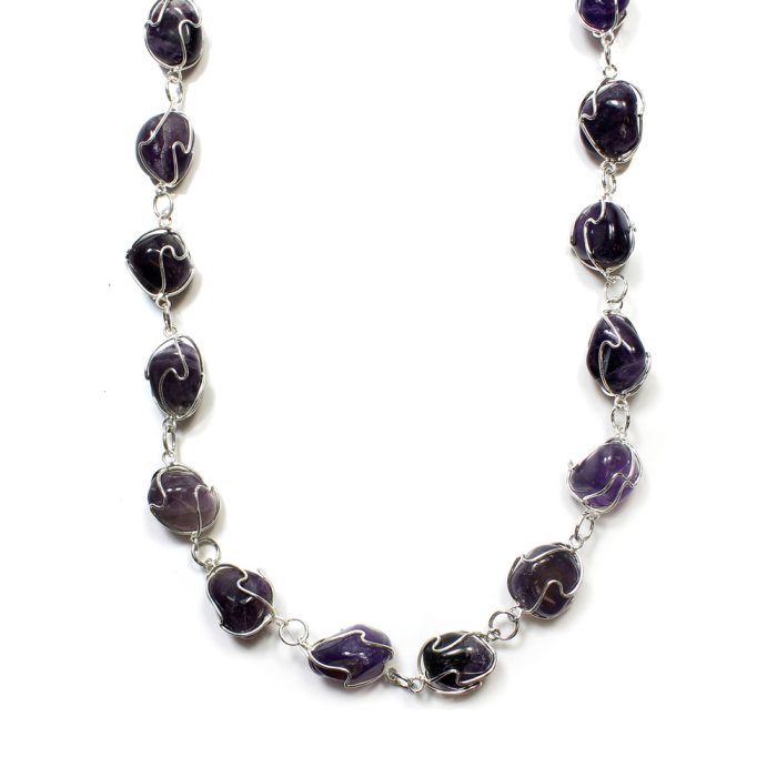 28&quot; Amethyst Cage Necklace Silver Plated (1 Piece) NETT