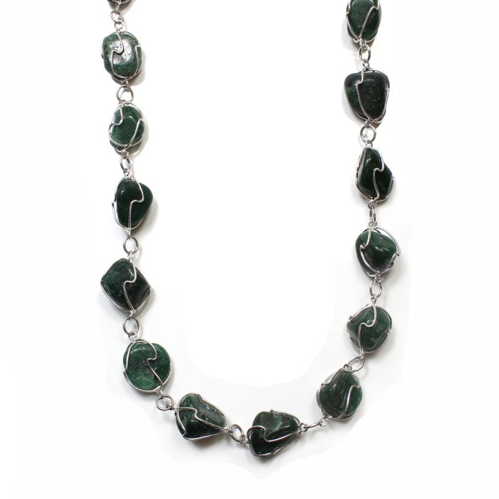 28&quot; Green Aventurine Necklace Silver Plated (1 Piece) NETT