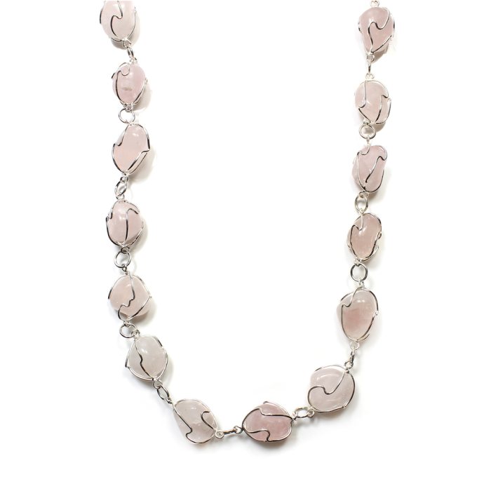 28" Rose Quartz Necklace Silver Plated (1 Piece) NETT