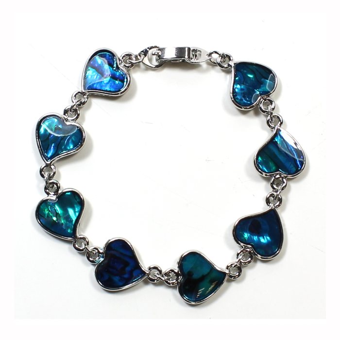 Bracelets Blue Abalone Heart ECND (12 Pieces) NETT