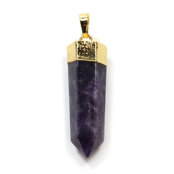 Natural Amethyst Point Pendant Gold Electroplated (1pc) NETT