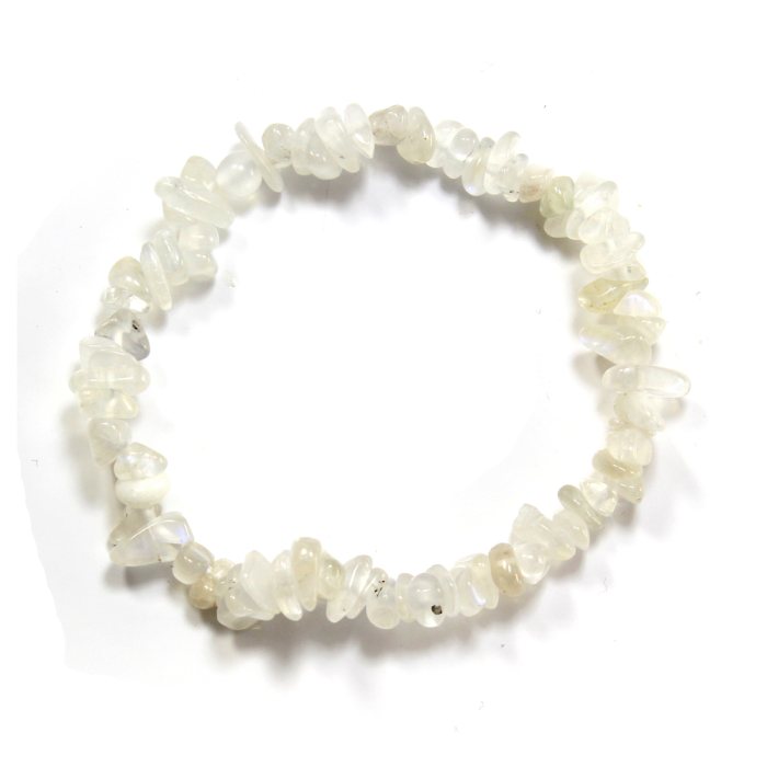 7.5" Freeform Chip Moonstone Rainbow Bracelet (1pc) NETT
