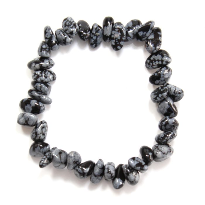 7.5" Freeform Chip Snowflake Obsidian Bracelet (1pc) NETT
