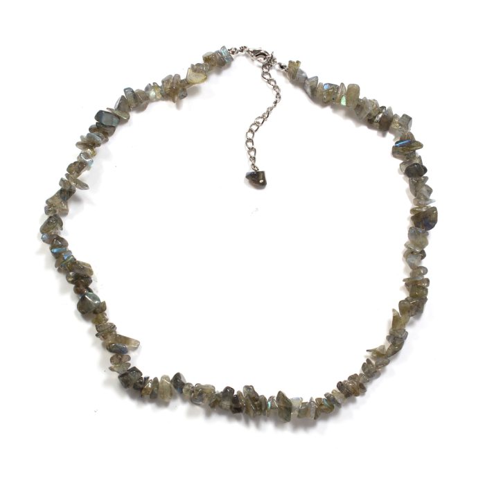 18" Labradorite Chip Necklace & Ext Chain, AA Grade (1pc) NETT