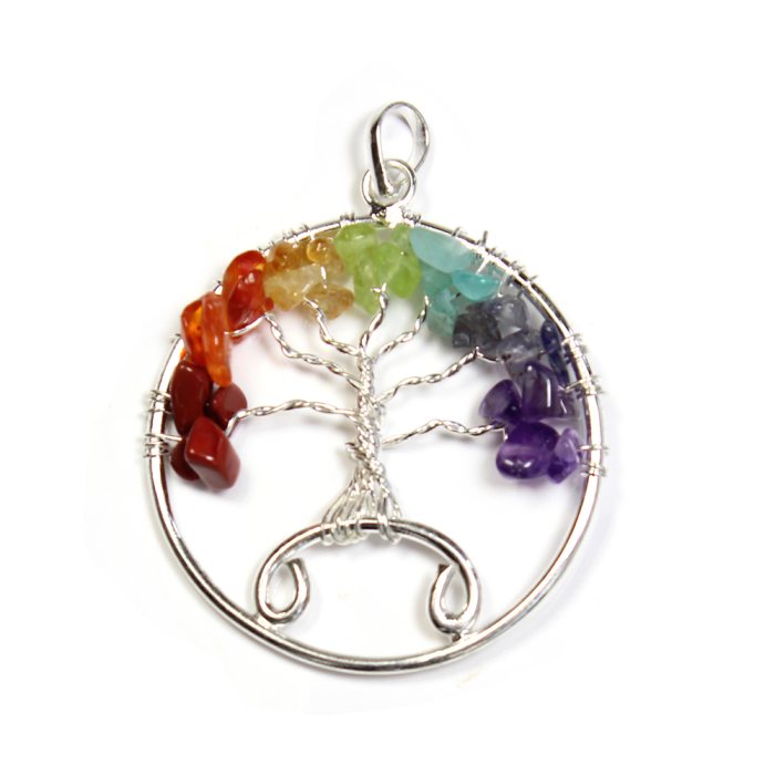 Chakra Tree of Life Pendant Swirl Design 2 Silver Plated (1 Piece) NETT