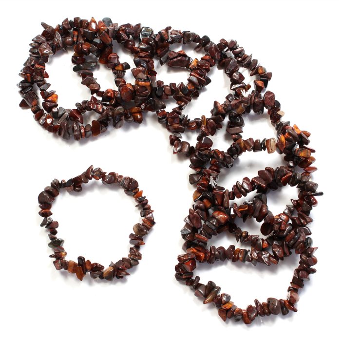 Red Tiger Eye Chip Bracelets (10pcs) NETT