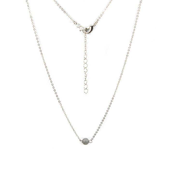16" Necklace (Rhodium Plated) with 6mm Silver Druzy Bead (1pc) (Was £3.85 Now £1.925) NETT