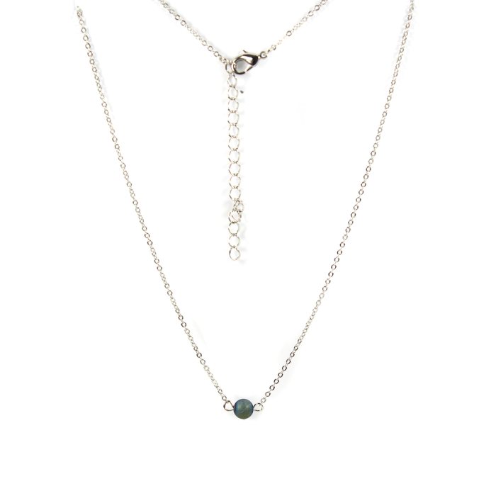 16" Necklace (Rhodium Plated) with 6mm Green Rainbow Druzy Bead (1pc) (Was £3.85 Now £1.925) NETT