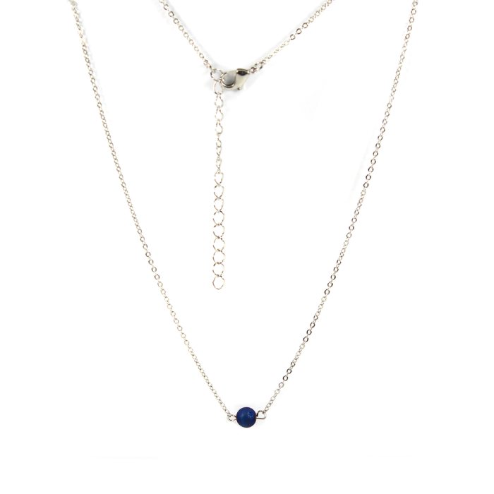 16" Necklace (Rhodium Plated) with 6mm Blue Druzy Bead (1pc) (Was £3.85 Now £1.925) NETT