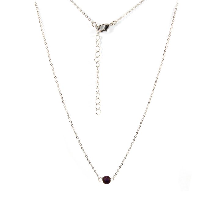 16" Necklace (Rhodium Plated) with 6mm Purple Rainbow Druzy Bead (1pc) (Was £3.85 Now £1.925) NETT