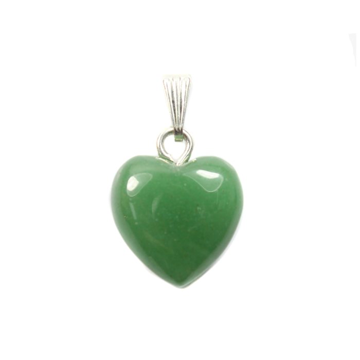 15mm Heart Pendant Aventurine Green SP (1pc) NETT