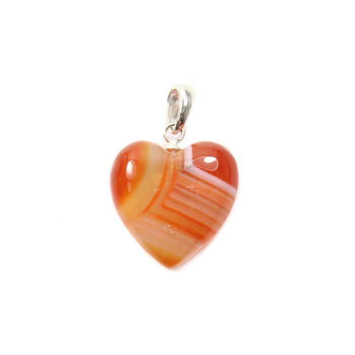15mm Heart Pendant Carnelian STS (1pc) NETT