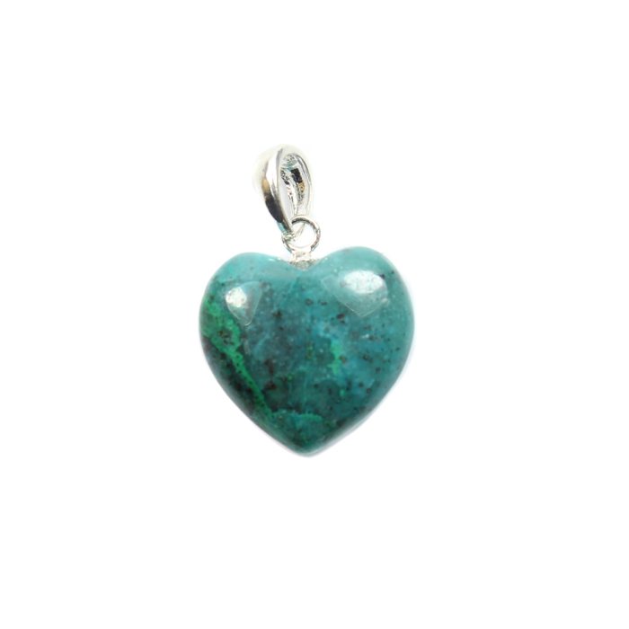 15mm Heart Pendant Chrysocolla Sterling Silver (1 Piece) NETT