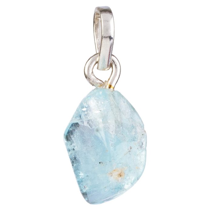 Natural Blue Topaz Tumblestone Pendant, Sterling Silver (1pc)