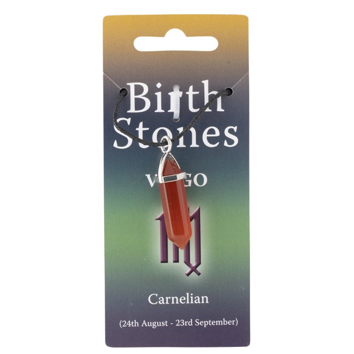 Virgo, Carnelian Birthstone Pendant on Thong (10pcs) NETT
