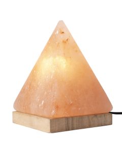 Himalayan Salt Lamp Pyramid Pink 2-3kg with Wooden Base (Includes UK Electrical Lead & Bulb) (1pc) NETT