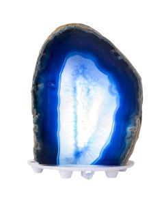Mini Polished Agate Lamp Blue with LED USB fitting NETT