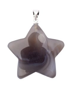 Grey Agate Puff Star Pendant with Silver Plated Bail (1pc) NETT
