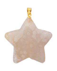 Flower Agate Puff Star Pendant with Gold Plated Bail (1pc) NETT