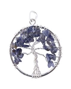 Tree of Life Pendant Iolite Silver Plated, India (1pc) NETT