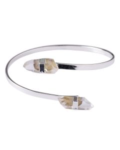 Bangle with 2 Quartz Points, Silver Plated (1pc) NETT