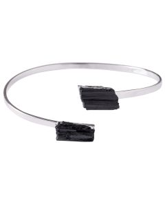 Bangle with 2 Tourmaline Points, Silver Plated (1pc) NETT