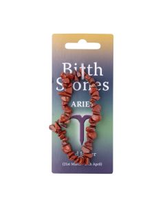 Aries, Red Jasper Birthstone Chip Bracelet (10pcs) NETT
