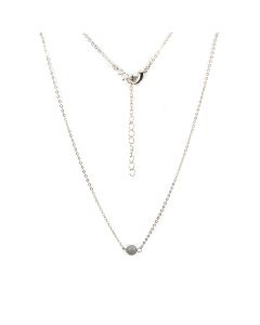 16" Necklace (Rhodium Plated) with 6mm Silver Druzy Bead  (1pc) (Was £3.85 Now £1.925) NETT